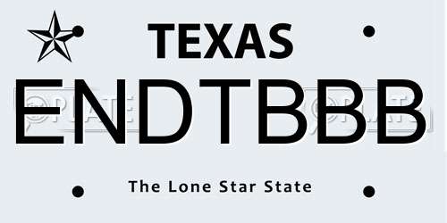 ENDTBBB Texas License Plate