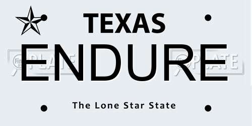 ENDURE Texas License Plate