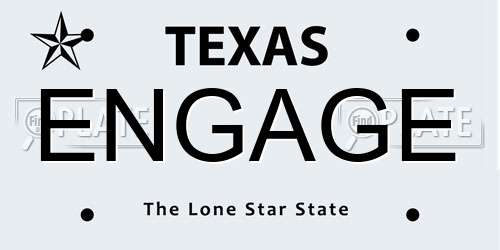 ENGAGE Texas License Plate