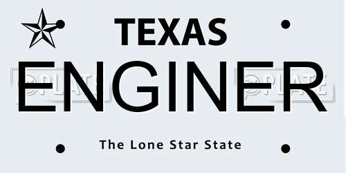 ENGINER Texas License Plate