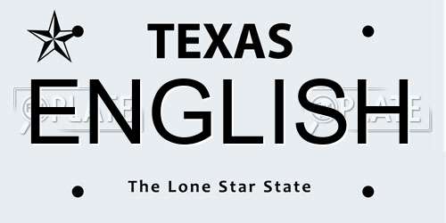 ENGLISH Texas License Plate