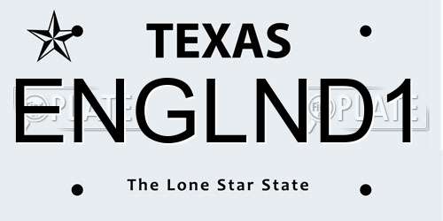 ENGLND1 Texas License Plate