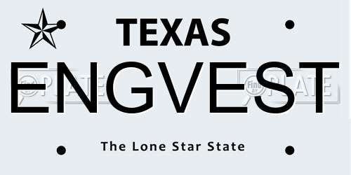 ENGVEST Texas License Plate