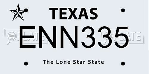 ENN335 Texas License Plate