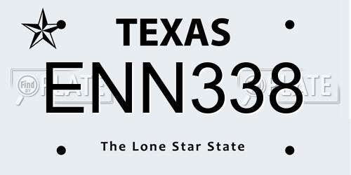 ENN338 Texas License Plate
