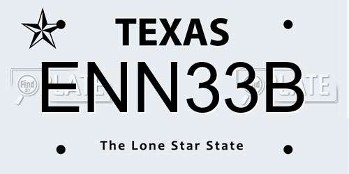 ENN33B Texas License Plate