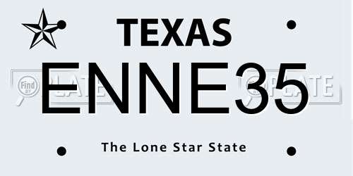 ENNE35 Texas License Plate