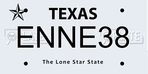 ENNE38 Texas License Plate