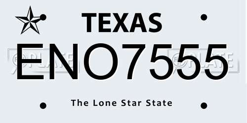 ENO7555 Texas License Plate