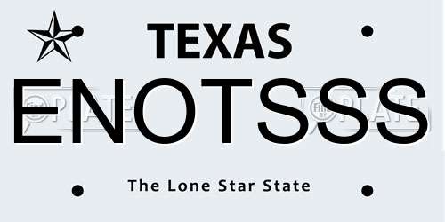 ENOTSSS Texas License Plate