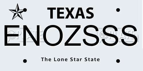 ENOZSSS Texas License Plate