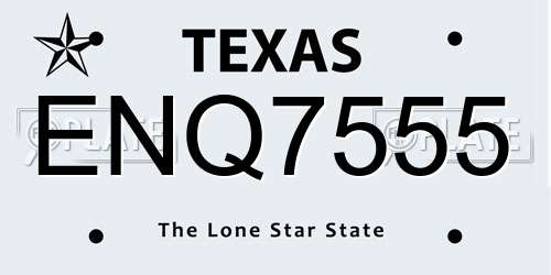 ENQ7555 Texas License Plate
