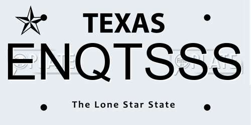 ENQTSSS Texas License Plate