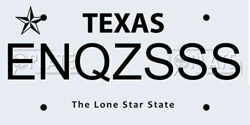 ENQZSSS Texas License Plate