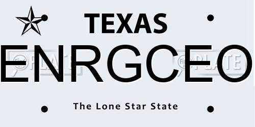 ENRGCEO Texas License Plate