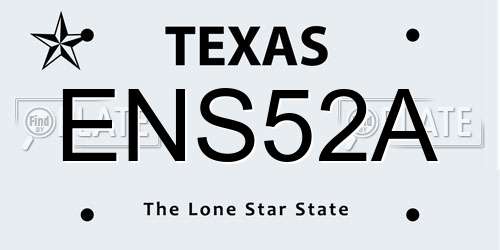 ENS52A Texas License Plate