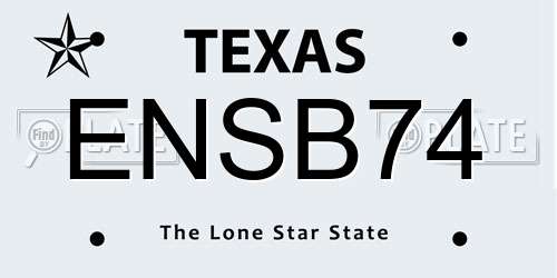 ENSB74 Texas License Plate
