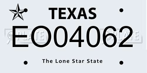 EO04062 Texas License Plate