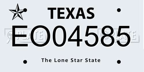 EO04585 Texas License Plate