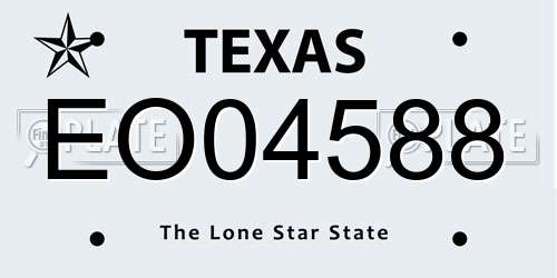 EO04588 Texas License Plate