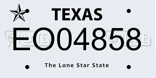 EO04858 Texas License Plate