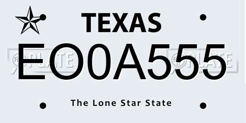 EO0A555 Texas License Plate