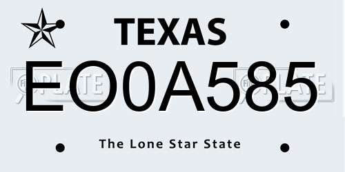 EO0A585 Texas License Plate