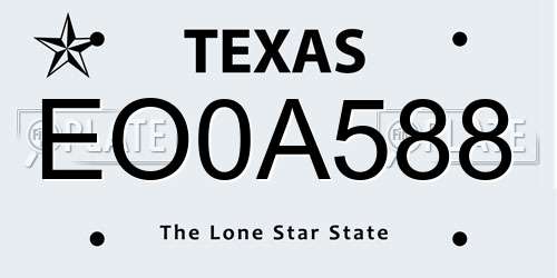 EO0A588 Texas License Plate