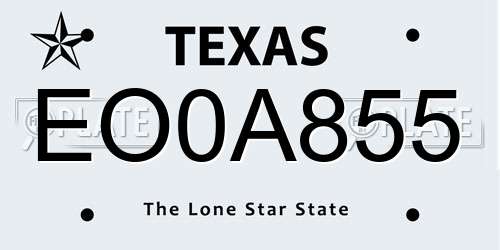 EO0A855 Texas License Plate