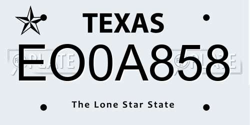 EO0A858 Texas License Plate