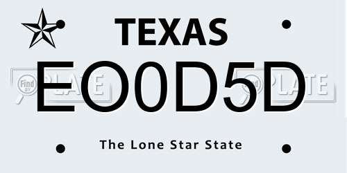 EO0D5D Texas License Plate