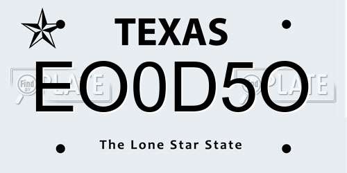 EO0D5O Texas License Plate