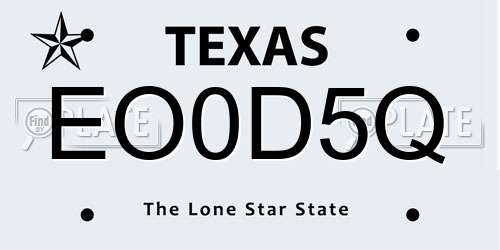 EO0D5Q Texas License Plate