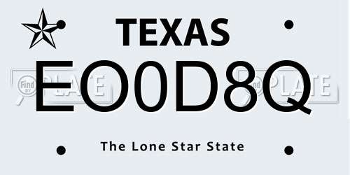 EO0D8Q Texas License Plate