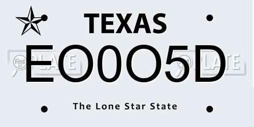 EO0O5D Texas License Plate