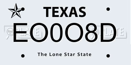 EO0O8D Texas License Plate