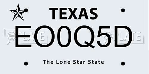 EO0Q5D Texas License Plate