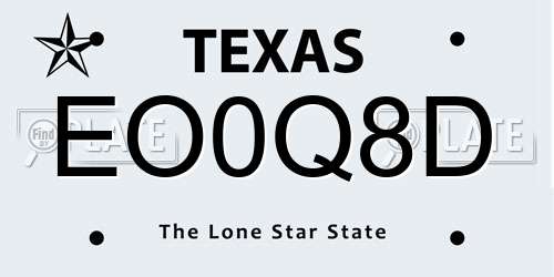 EO0Q8D Texas License Plate