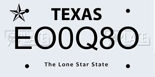 EO0Q8O Texas License Plate