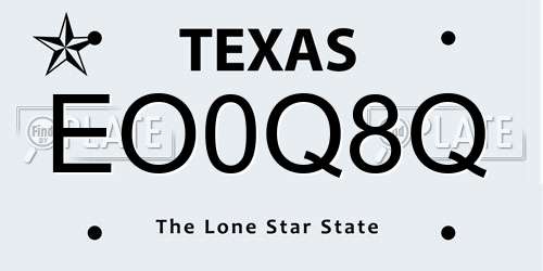 EO0Q8Q Texas License Plate