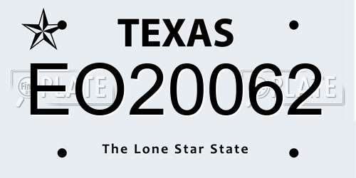 EO20062 Texas License Plate