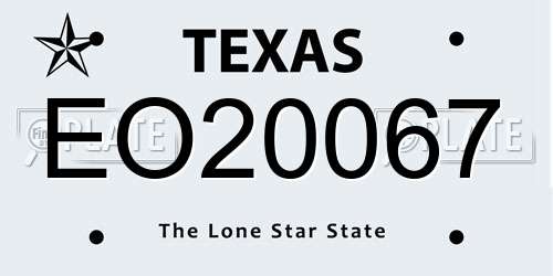 EO20067 Texas License Plate