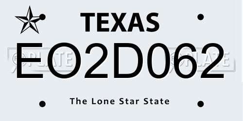 EO2D062 Texas License Plate