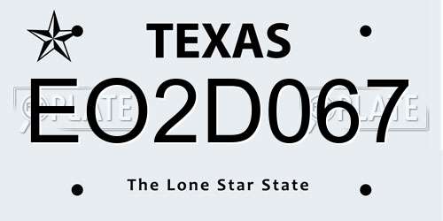 EO2D067 Texas License Plate