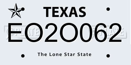 EO2O062 Texas License Plate