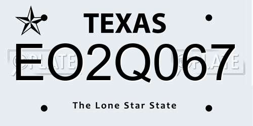 EO2Q067 Texas License Plate