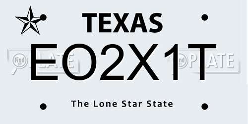 EO2X1T Texas License Plate