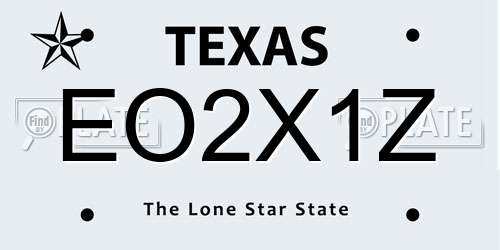 EO2X1Z Texas License Plate