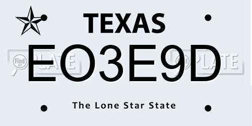 EO3E9D Texas License Plate
