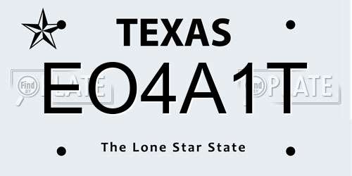 EO4A1T Texas License Plate